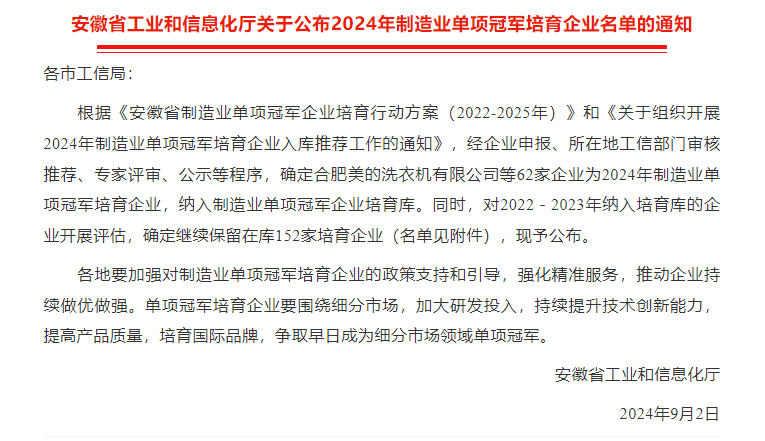 祝賀公司繼續(xù)獲2022－2023年單項冠軍培育企業(yè)（評估合格繼續(xù)留庫）！